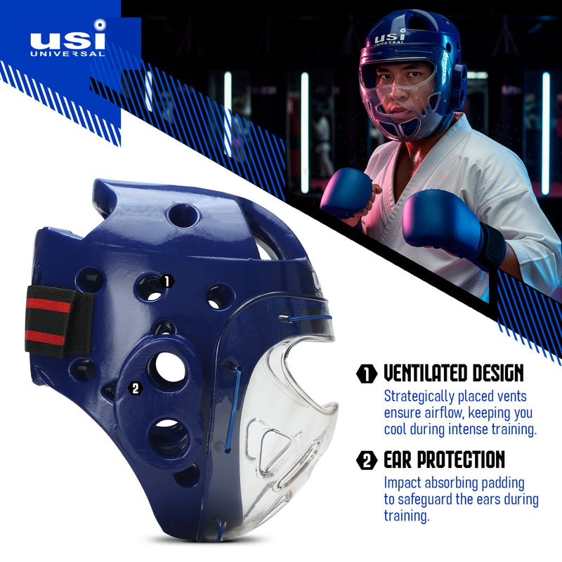 USI UNIVERSAL MARTIAL ART HEAD GUARD WITH MASK-616DM
