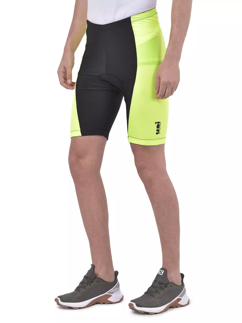 Mens Bouncer Padded Bike Shorts Black/Fluoro Yellow (GBSY)